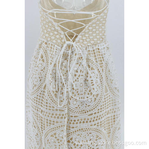 Women Sling Embroidery V-neck Sexy Causal Dress